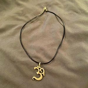 Hand Finished OM Pendant on Leather Necklace